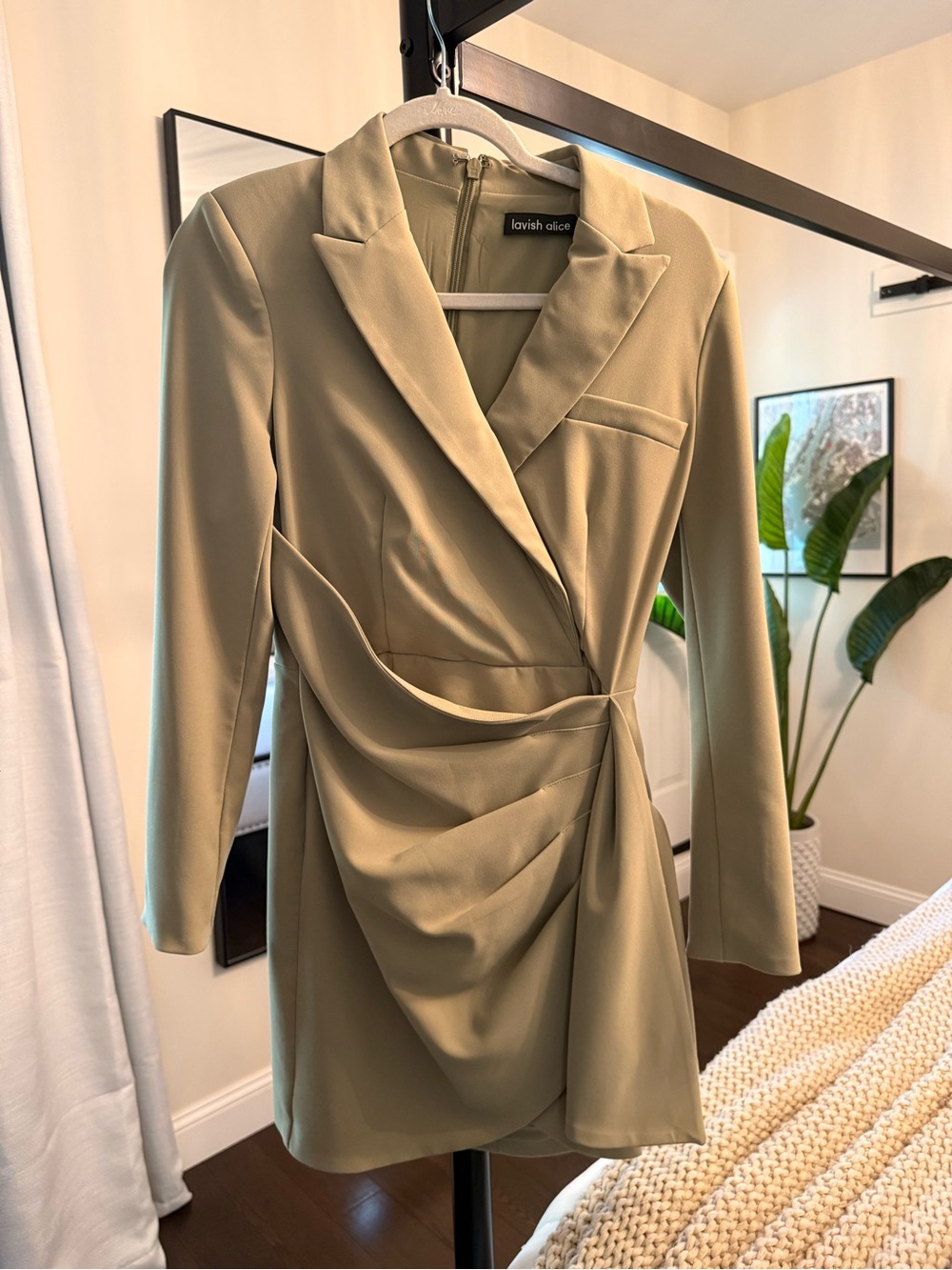 Lavish Alice Olive Draped Wrap Blazer Dress